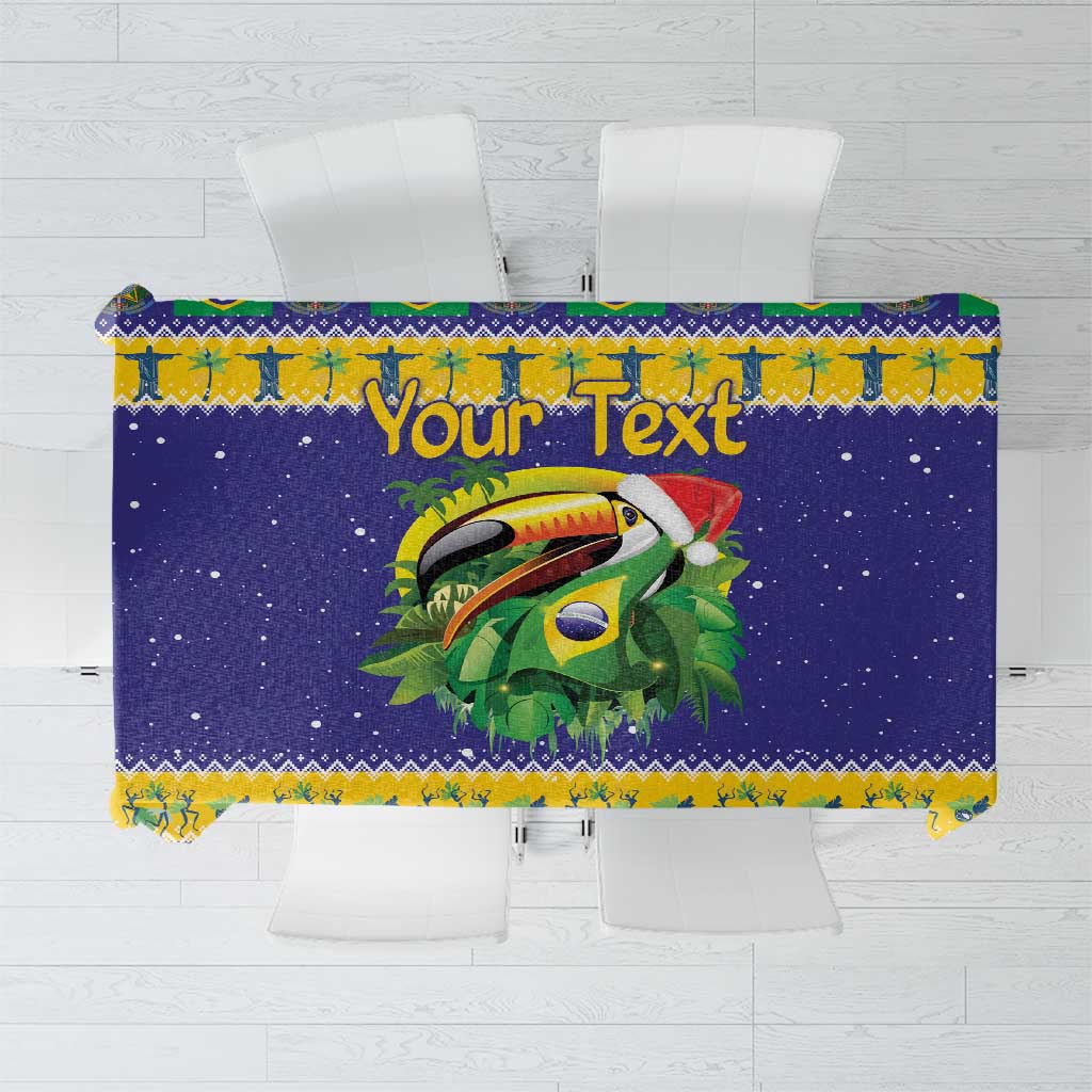 Personalized Brazil Christmas Tablecloth Toco Toucan with Brazil Flag - Wonder Print Shop
