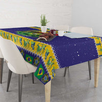 Personalized Brazil Christmas Tablecloth Toco Toucan with Brazil Flag - Wonder Print Shop