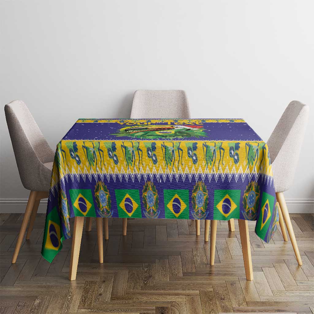Personalized Brazil Christmas Tablecloth Toco Toucan with Brazil Flag - Wonder Print Shop