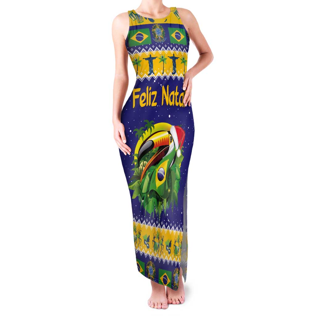 Personalized Brazil Christmas Tank Maxi Dress Toco Toucan with Brazil Flag - Wonder Print Shop