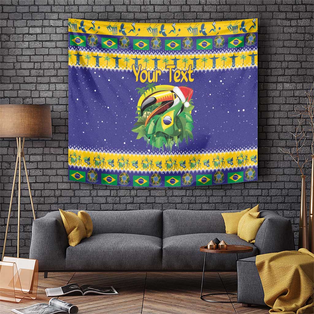 Personalized Brazil Christmas Tapestry Toco Toucan with Brazil Flag - Wonder Print Shop