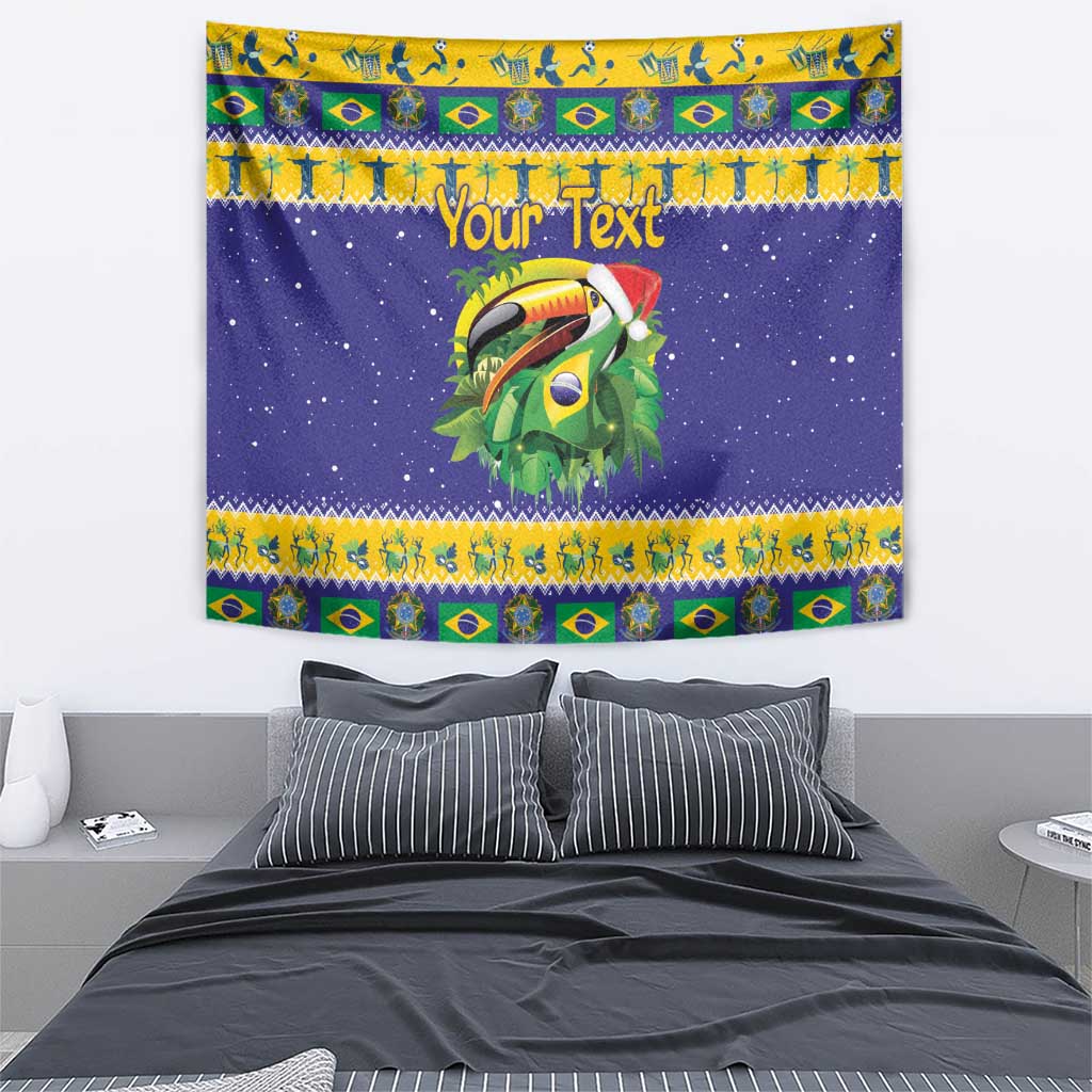 Personalized Brazil Christmas Tapestry Toco Toucan with Brazil Flag - Wonder Print Shop