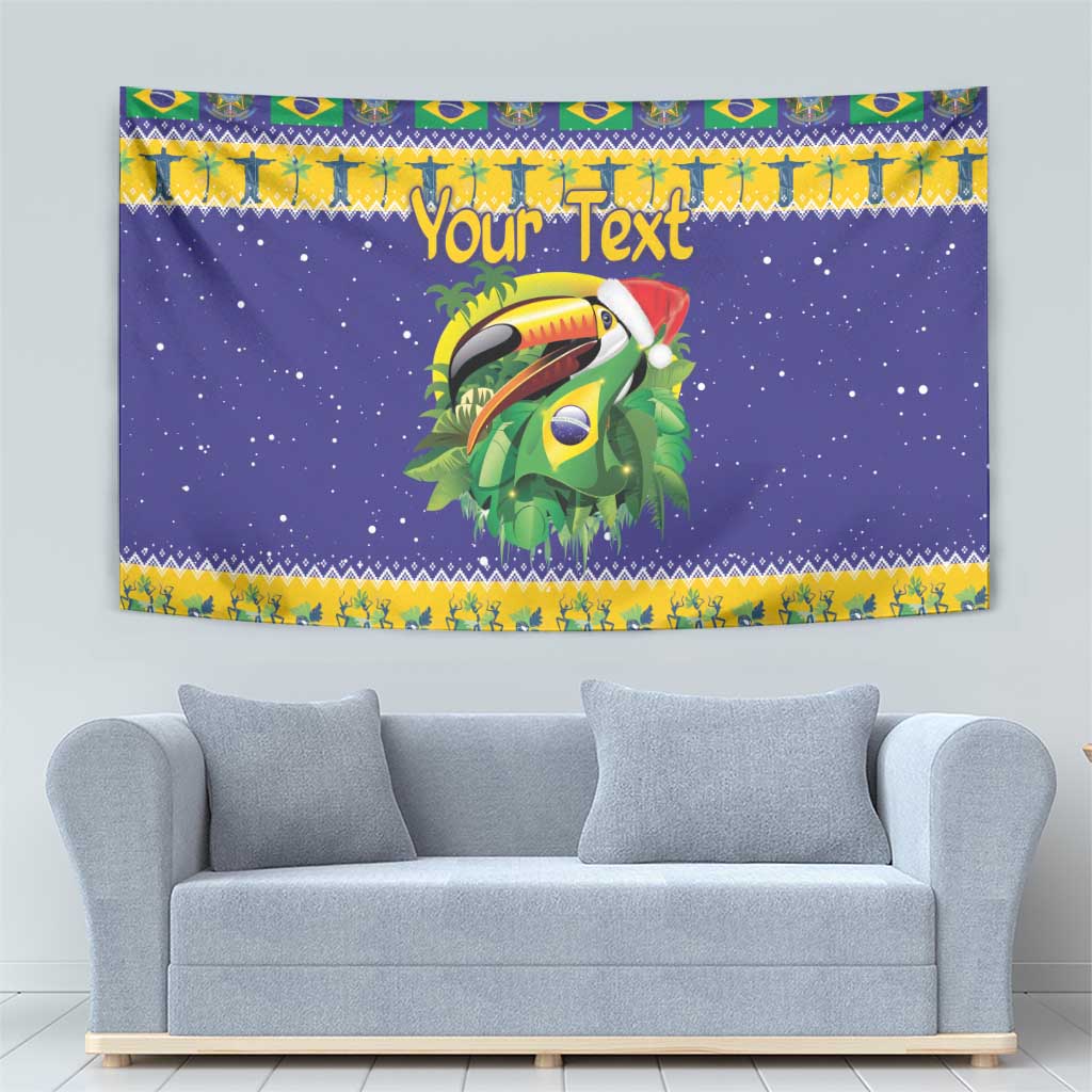 Personalized Brazil Christmas Tapestry Toco Toucan with Brazil Flag - Wonder Print Shop