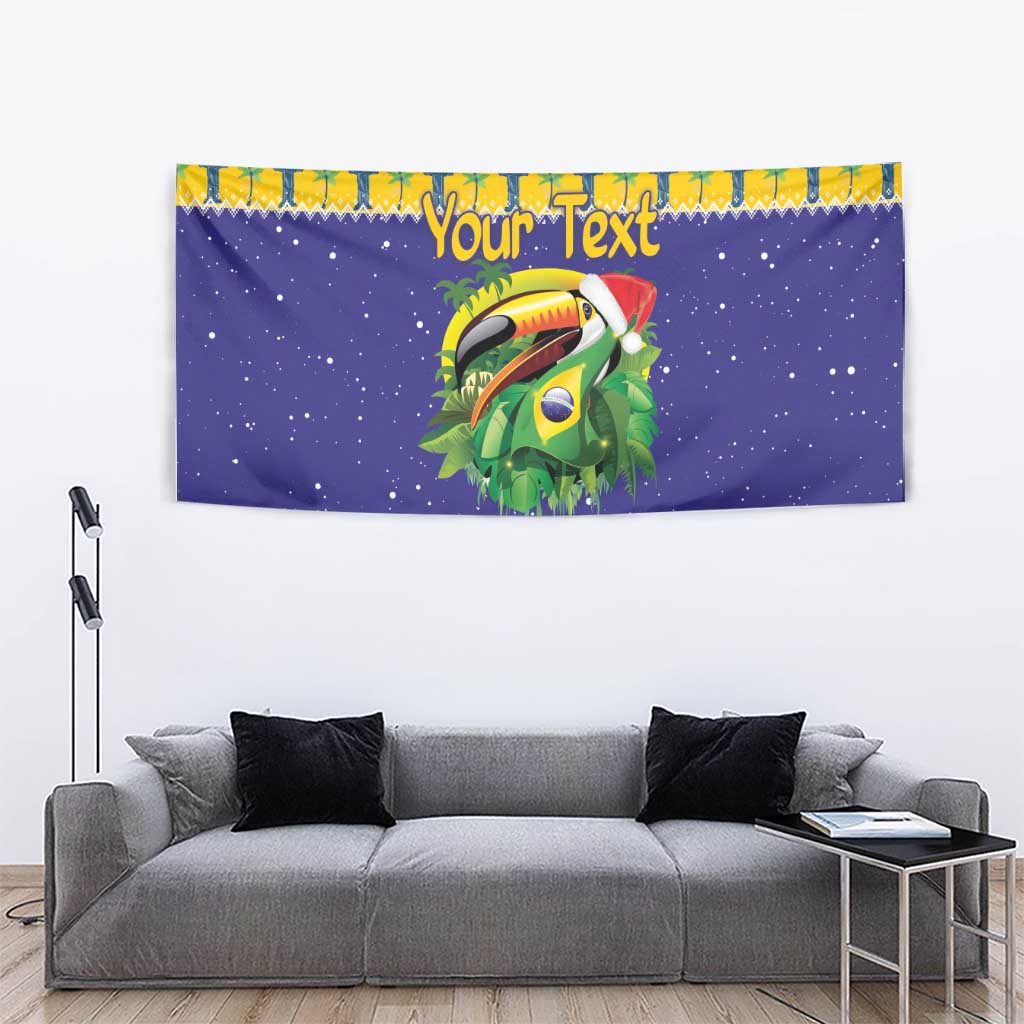 Personalized Brazil Christmas Tapestry Toco Toucan with Brazil Flag - Wonder Print Shop