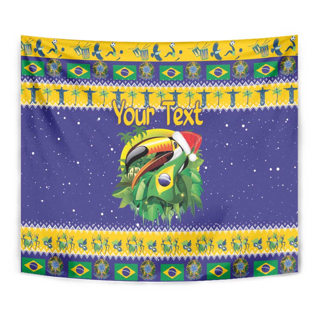 Personalized Brazil Christmas Tapestry Toco Toucan with Brazil Flag - Wonder Print Shop