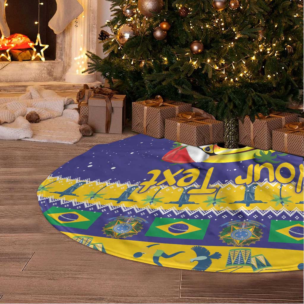 Personalized Brazil Christmas Tree Skirt Toco Toucan with Brazil Flag - Wonder Print Shop