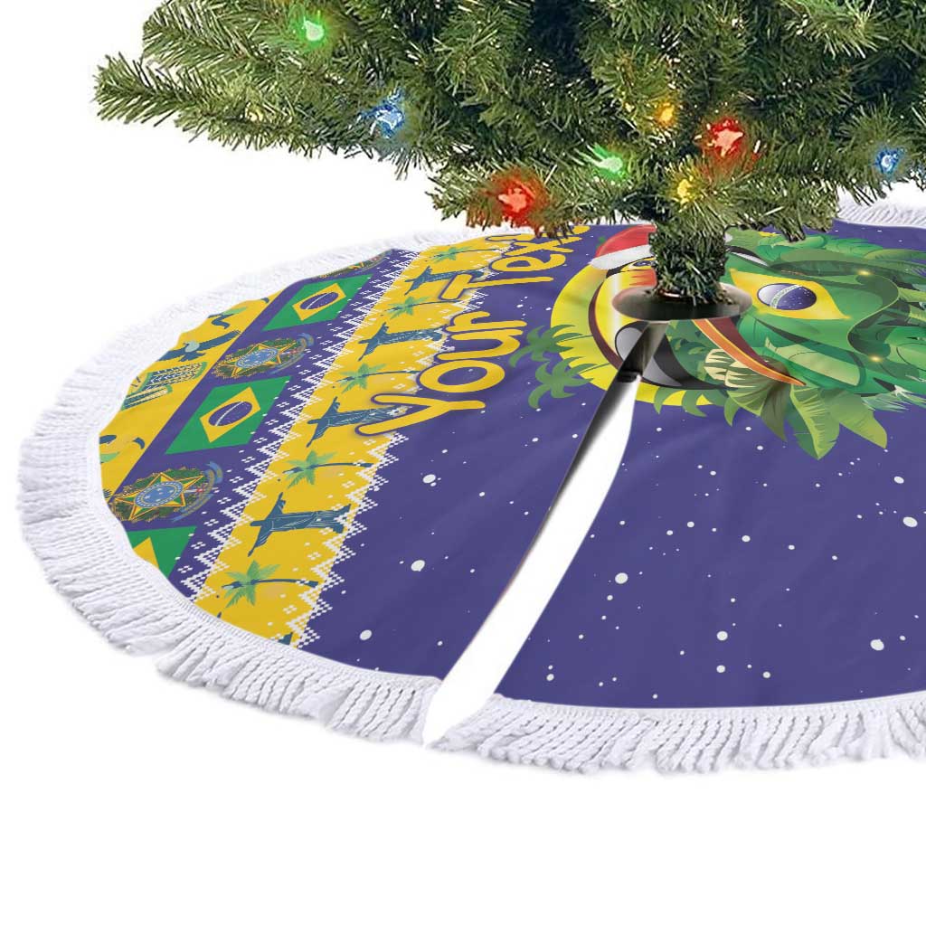 Personalized Brazil Christmas Tree Skirt Toco Toucan with Brazil Flag - Wonder Print Shop
