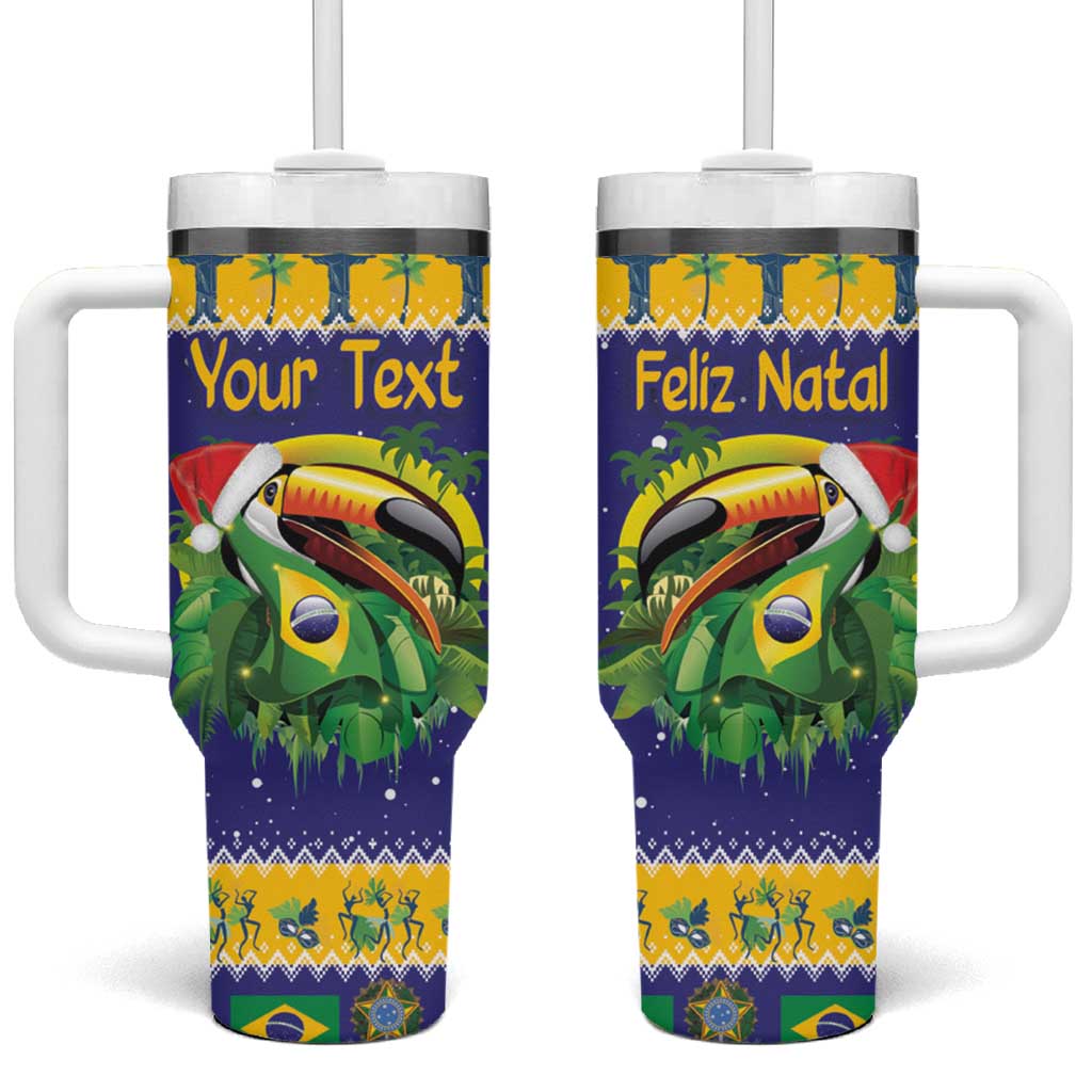 Personalized Brazil Christmas Tumbler With Handle Toco Toucan with Brazil Flag - Wonder Print Shop
