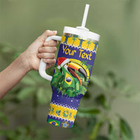Personalized Brazil Christmas Tumbler With Handle Toco Toucan with Brazil Flag - Wonder Print Shop