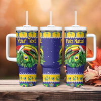 Personalized Brazil Christmas Tumbler With Handle Toco Toucan with Brazil Flag - Wonder Print Shop