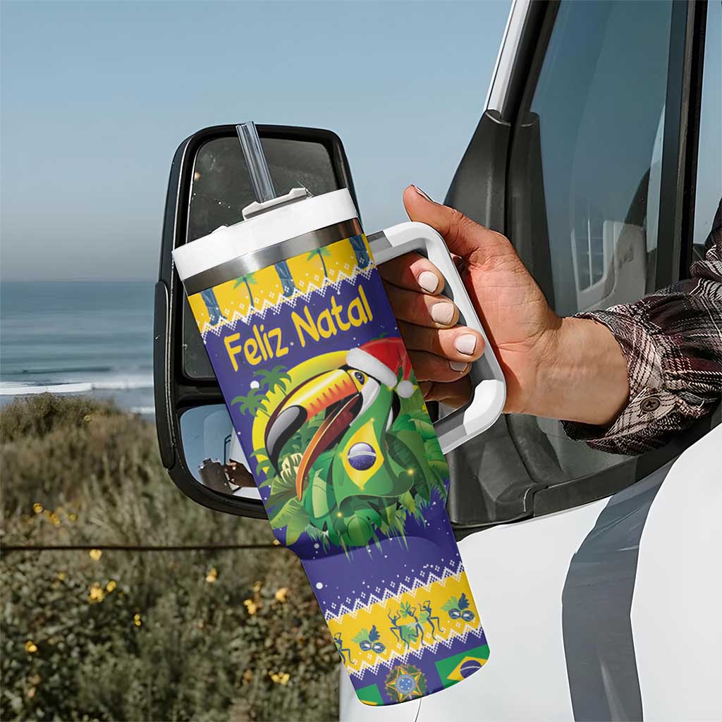 Personalized Brazil Christmas Tumbler With Handle Toco Toucan with Brazil Flag - Wonder Print Shop