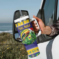 Personalized Brazil Christmas Tumbler With Handle Toco Toucan with Brazil Flag - Wonder Print Shop