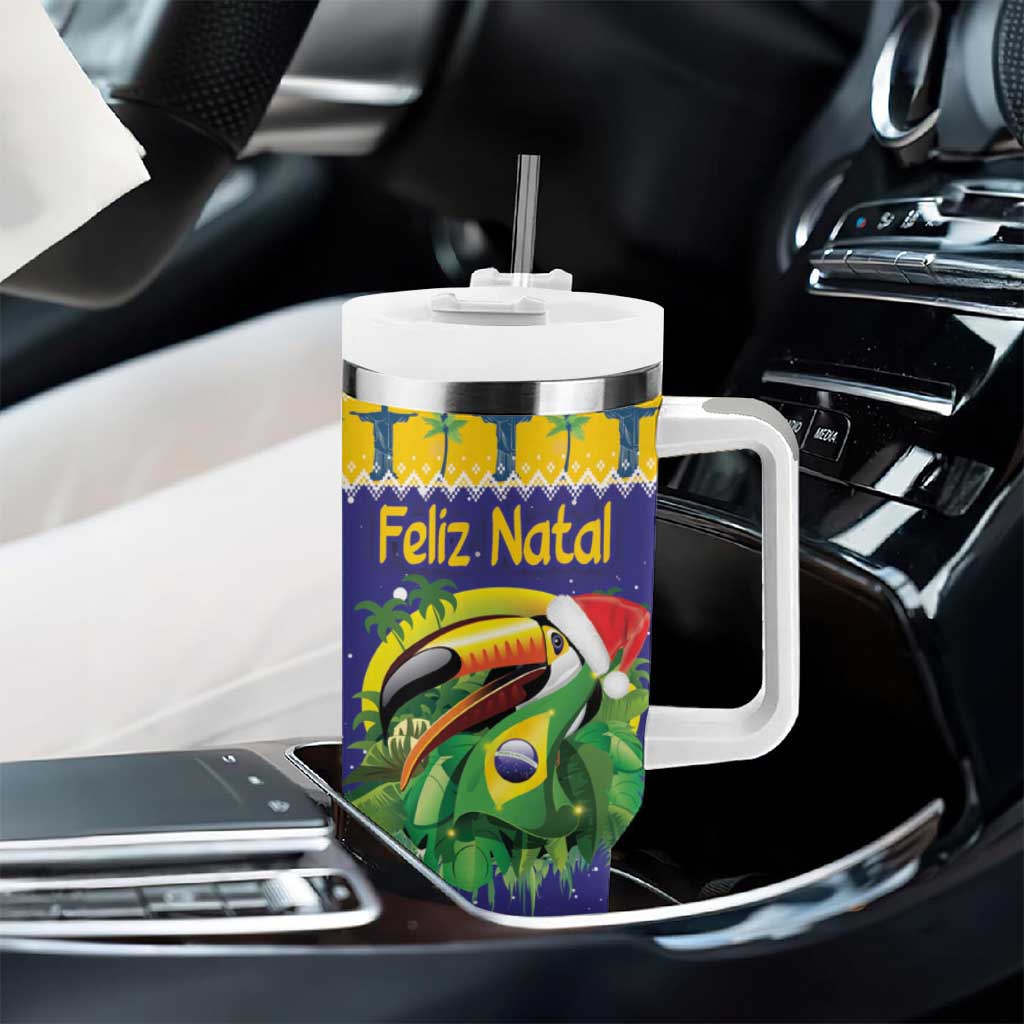 Personalized Brazil Christmas Tumbler With Handle Toco Toucan with Brazil Flag - Wonder Print Shop