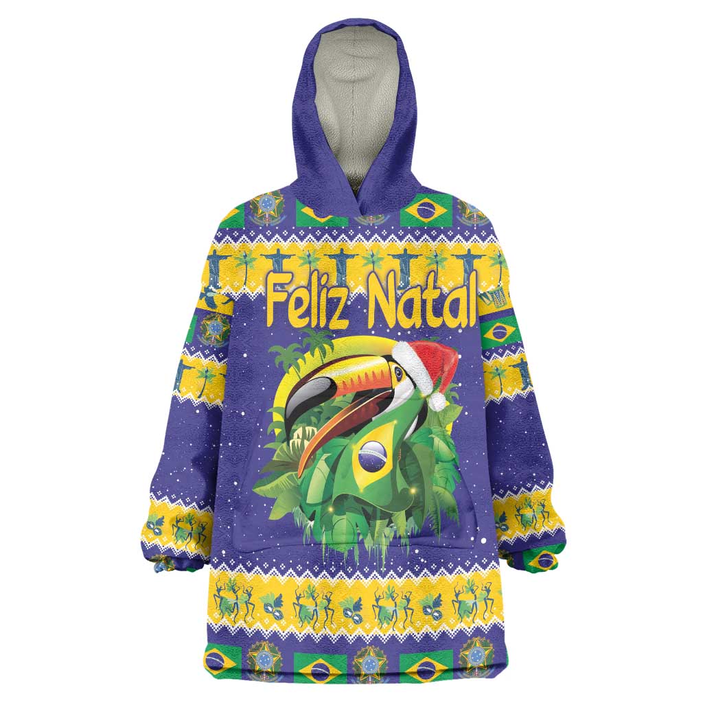 Personalized Brazil Christmas Wearable Blanket Hoodie Toco Toucan with Brazil Flag - Wonder Print Shop