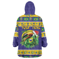 Personalized Brazil Christmas Wearable Blanket Hoodie Toco Toucan with Brazil Flag - Wonder Print Shop