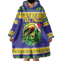 Personalized Brazil Christmas Wearable Blanket Hoodie Toco Toucan with Brazil Flag - Wonder Print Shop