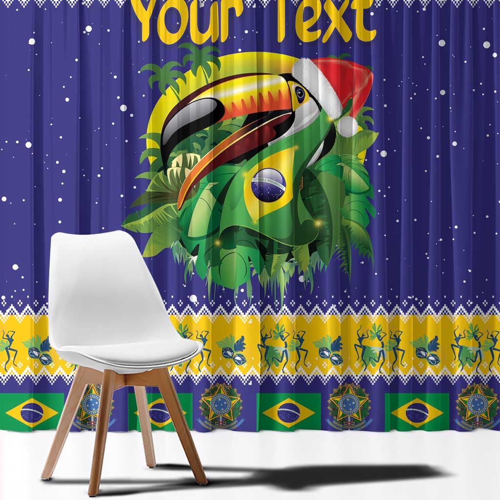 Personalized Brazil Christmas Window Curtain Toco Toucan with Brazil Flag - Wonder Print Shop