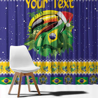 Personalized Brazil Christmas Window Curtain Toco Toucan with Brazil Flag - Wonder Print Shop