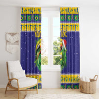 Personalized Brazil Christmas Window Curtain Toco Toucan with Brazil Flag - Wonder Print Shop