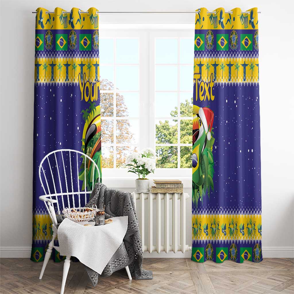 Personalized Brazil Christmas Window Curtain Toco Toucan with Brazil Flag - Wonder Print Shop