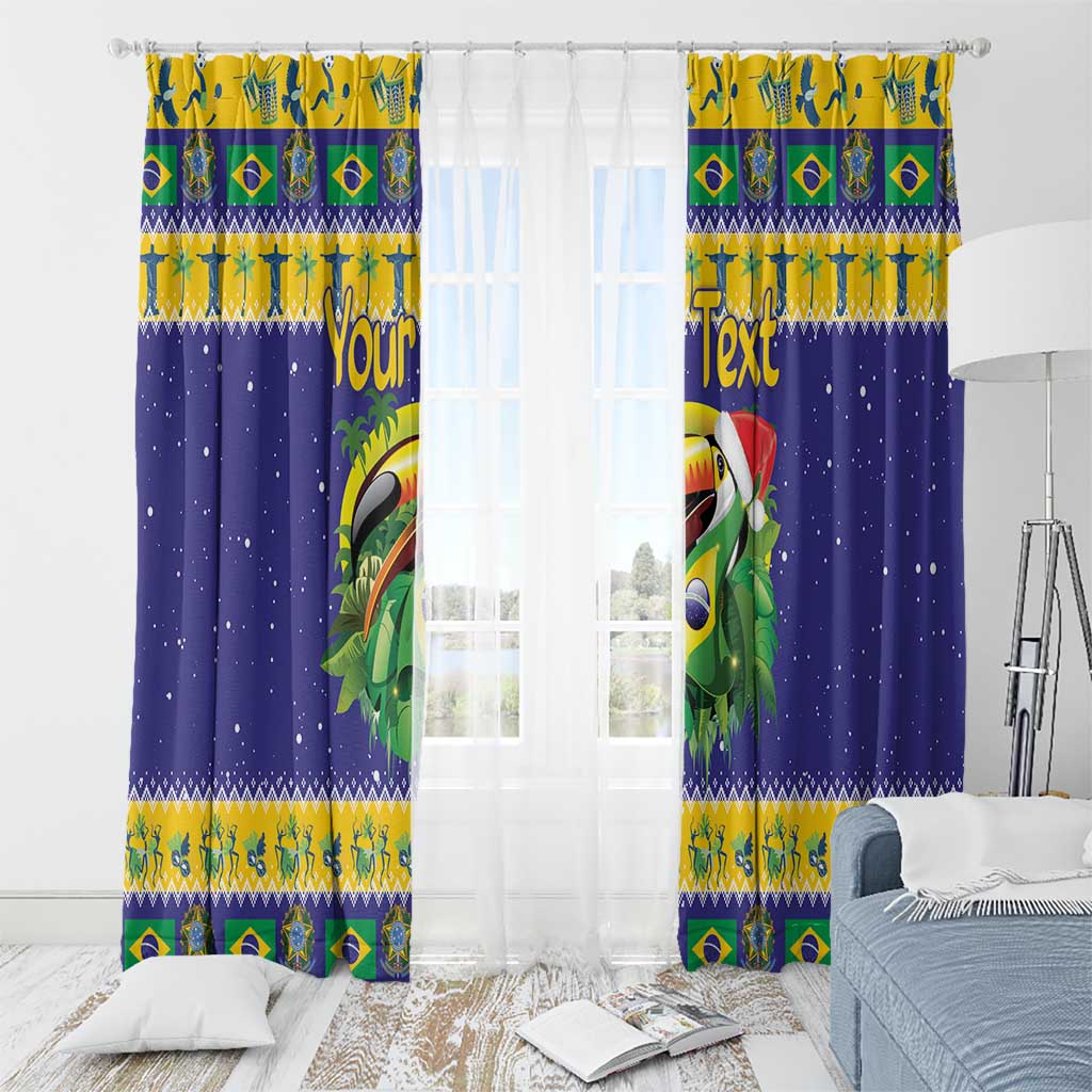 Personalized Brazil Christmas Window Curtain Toco Toucan with Brazil Flag - Wonder Print Shop
