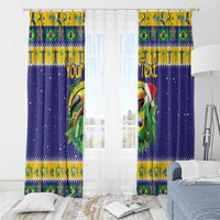 Personalized Brazil Christmas Window Curtain Toco Toucan with Brazil Flag - Wonder Print Shop