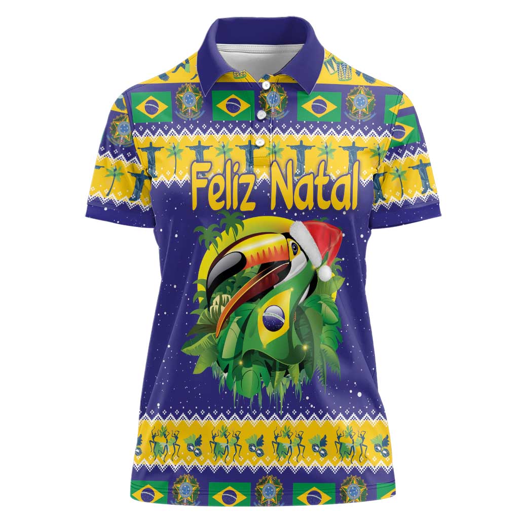 Personalized Brazil Christmas Women Polo Shirt Toco Toucan with Brazil Flag - Wonder Print Shop