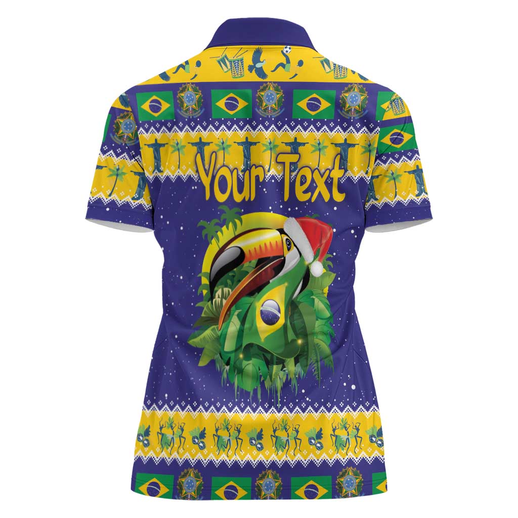 Personalized Brazil Christmas Women Polo Shirt Toco Toucan with Brazil Flag - Wonder Print Shop