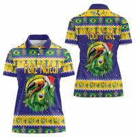 Personalized Brazil Christmas Women Polo Shirt Toco Toucan with Brazil Flag - Wonder Print Shop