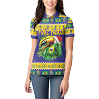Personalized Brazil Christmas Women Polo Shirt Toco Toucan with Brazil Flag - Wonder Print Shop