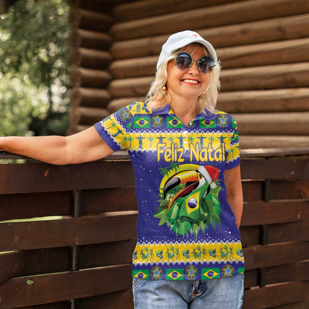 Personalized Brazil Christmas Women Polo Shirt Toco Toucan with Brazil Flag - Wonder Print Shop