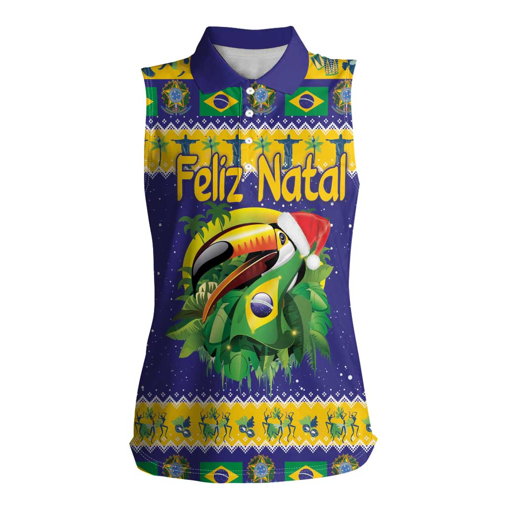 Personalized Brazil Christmas Women Sleeveless Polo Shirt Toco Toucan with Brazil Flag - Wonder Print Shop