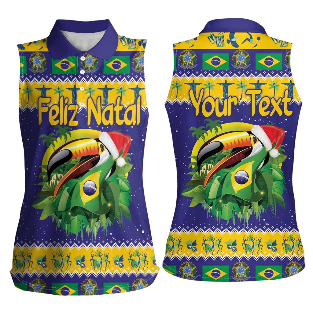 Personalized Brazil Christmas Women Sleeveless Polo Shirt Toco Toucan with Brazil Flag - Wonder Print Shop