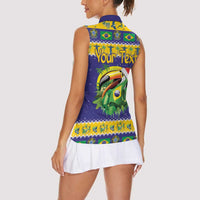 Personalized Brazil Christmas Women Sleeveless Polo Shirt Toco Toucan with Brazil Flag - Wonder Print Shop