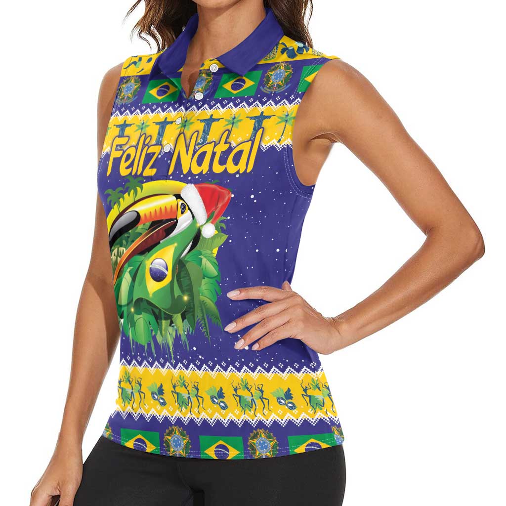 Personalized Brazil Christmas Women Sleeveless Polo Shirt Toco Toucan with Brazil Flag - Wonder Print Shop