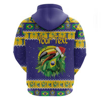 Personalized Brazil Christmas Zip Hoodie Toco Toucan with Brazil Flag - Wonder Print Shop