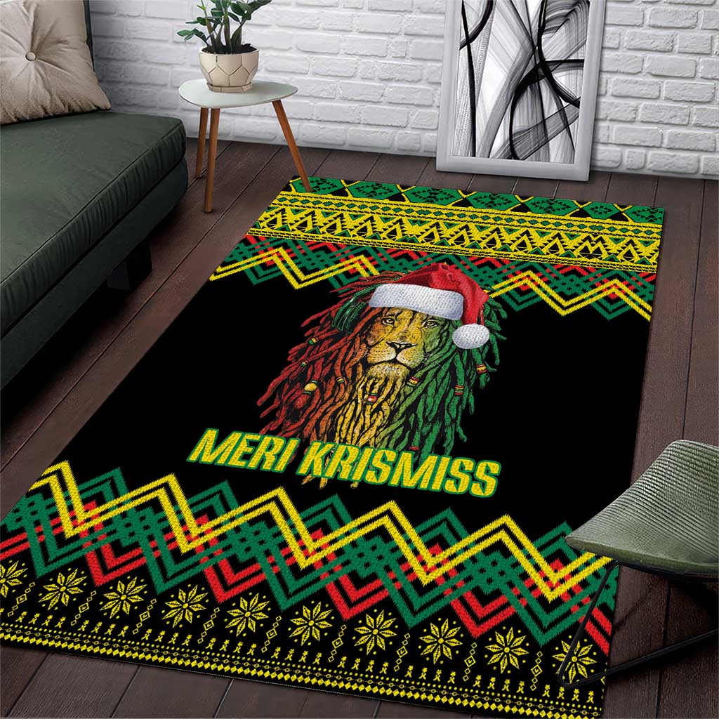 Jamaica Reggae Lion Christmas Area Rug Kente Pattern Meri Krismiss - Wonder Print Shop