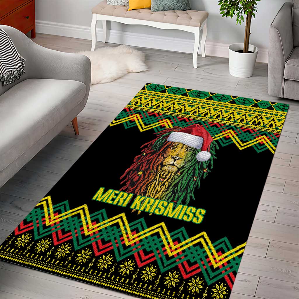 Jamaica Reggae Lion Christmas Area Rug Kente Pattern Meri Krismiss - Wonder Print Shop