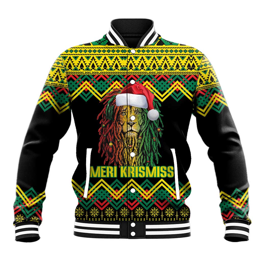 Jamaica Reggae Lion Christmas Baseball Jacket Kente Pattern Meri Krismiss - Wonder Print Shop