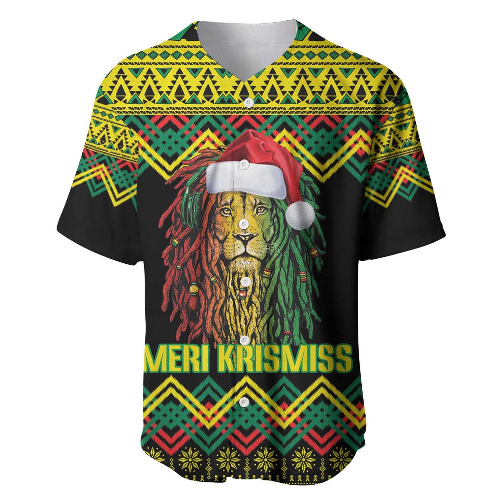 Jamaica Reggae Lion Christmas Baseball Jersey Kente Pattern Meri Krismiss - Wonder Print Shop