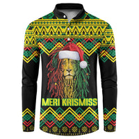 Jamaica Reggae Lion Christmas Button Sweatshirt Kente Pattern Meri Krismiss - Wonder Print Shop