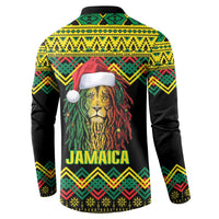 Jamaica Reggae Lion Christmas Button Sweatshirt Kente Pattern Meri Krismiss - Wonder Print Shop