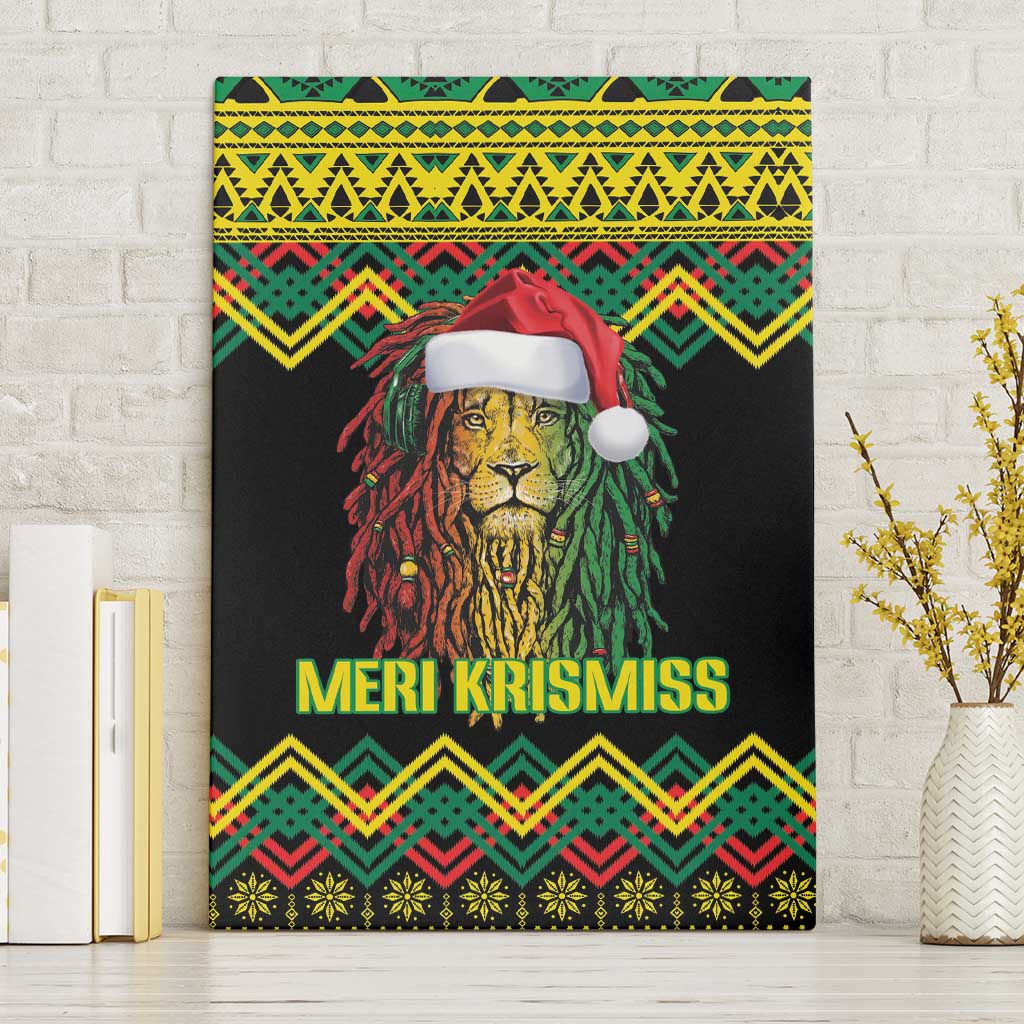 Jamaica Reggae Lion Christmas Canvas Wall Art Kente Pattern Meri Krismiss - Wonder Print Shop