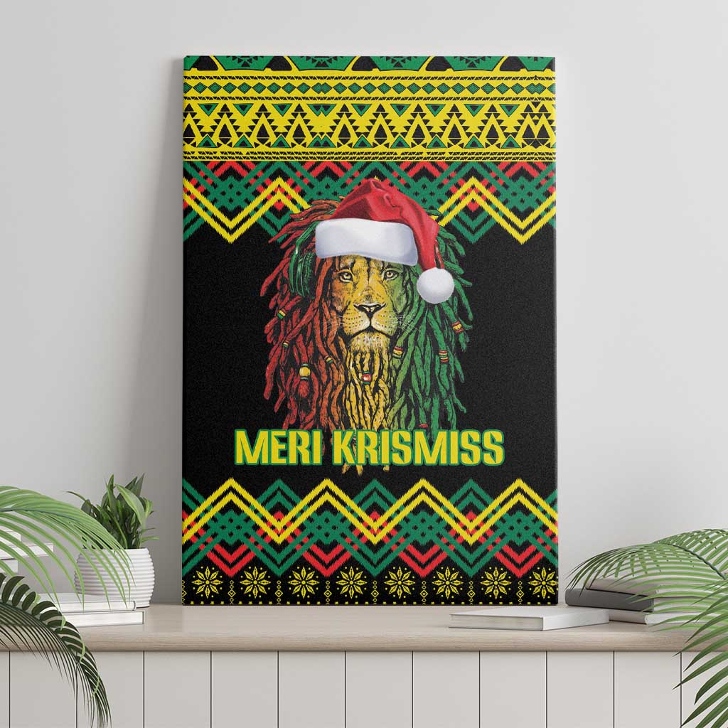 Jamaica Reggae Lion Christmas Canvas Wall Art Kente Pattern Meri Krismiss - Wonder Print Shop