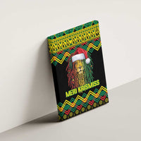 Jamaica Reggae Lion Christmas Canvas Wall Art Kente Pattern Meri Krismiss - Wonder Print Shop