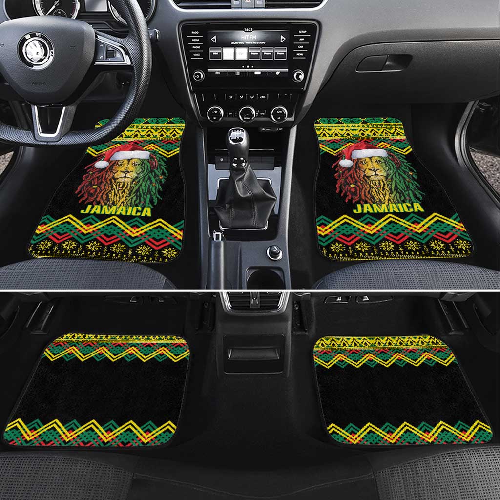 Jamaica Reggae Lion Christmas Car Mats Kente Pattern Meri Krismiss - Wonder Print Shop