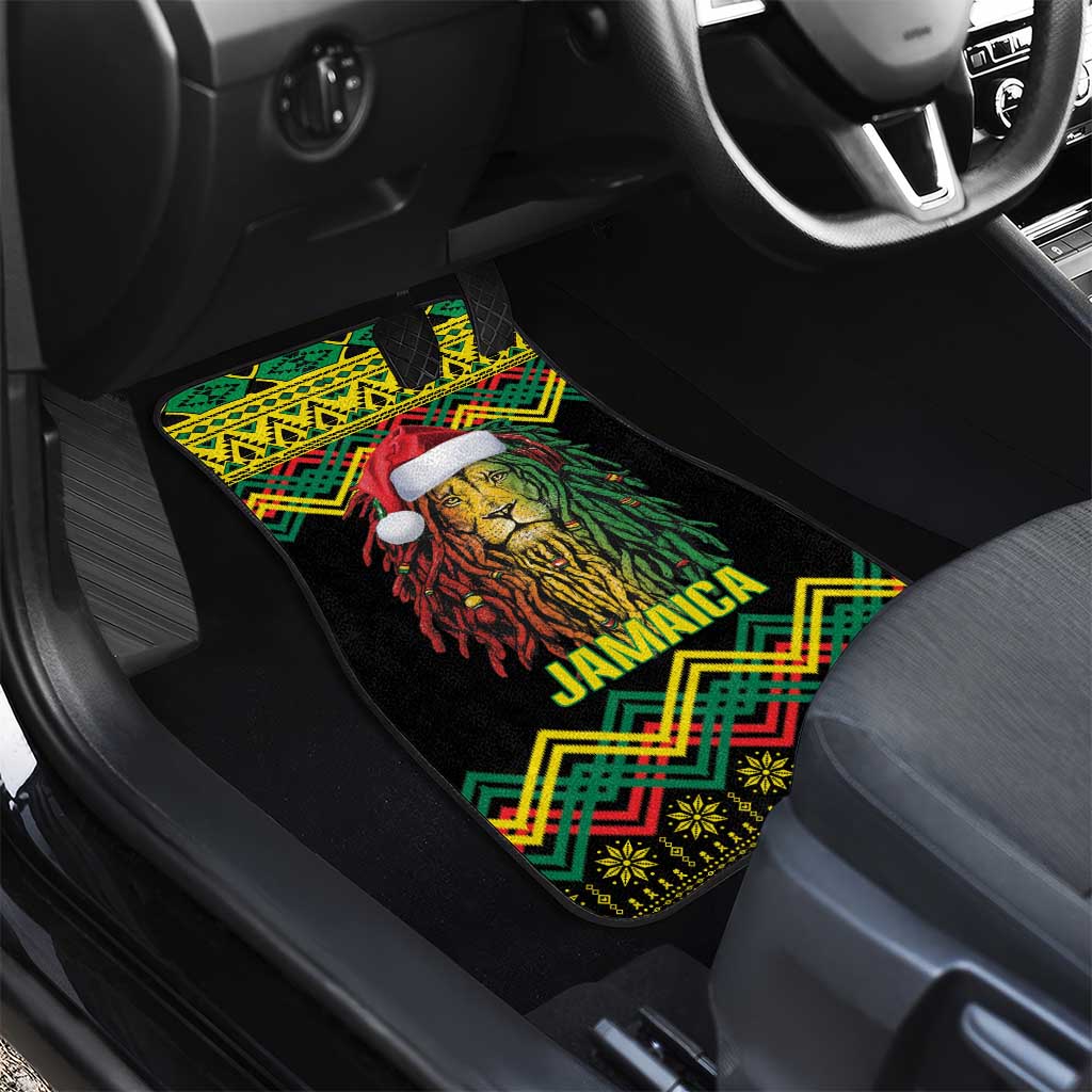 Jamaica Reggae Lion Christmas Car Mats Kente Pattern Meri Krismiss - Wonder Print Shop