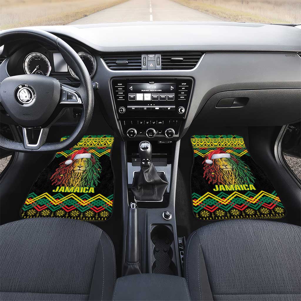 Jamaica Reggae Lion Christmas Car Mats Kente Pattern Meri Krismiss - Wonder Print Shop