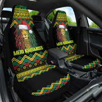 Jamaica Reggae Lion Christmas Car Seat Cover Kente Pattern Meri Krismiss - Wonder Print Shop
