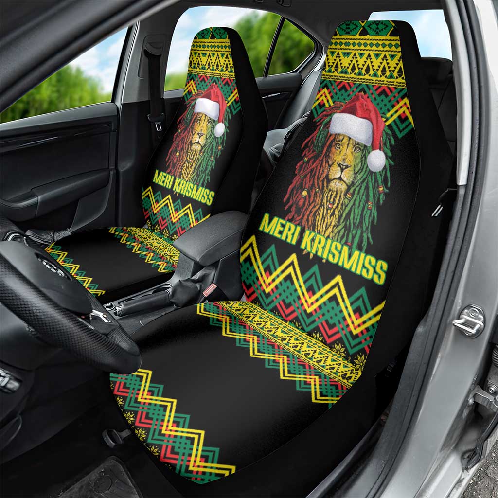 Jamaica Reggae Lion Christmas Car Seat Cover Kente Pattern Meri Krismiss - Wonder Print Shop